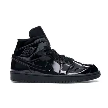 Air Jordan 1 Mid Patent SE Triple Black женские кроссовки черно-черные BQ6472-002