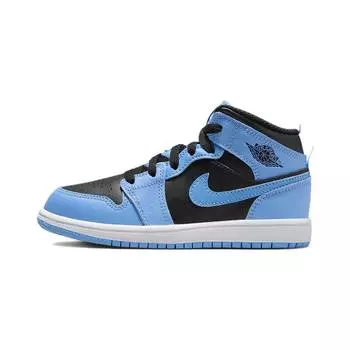 Air Jordan 1 Mid PS University Синие Черные Детские кроссовки Белые DQ8424-401 35