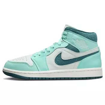 Air Jordan 1 Mid SE Белые бирюзовые женские кроссовки Blue Barely-Green Sail DZ3745-300 36.5
