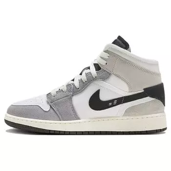Air Jordan 1 Mid SE Craft GS Inside Out — Детские кроссовки Cement Grey Black White Tech-Grey FD9091-002 36