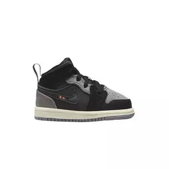 Air Jordan 1 Mid SE Craft TD Inside Out - Детские кроссовки черные светло-графитовые с парусом цементно-серого цвета DV0437-001 26