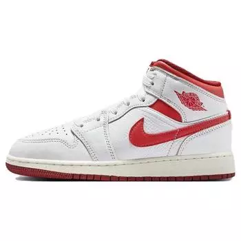 Air Jordan 1 Mid SE GS White Dune Red Детские кроссовки Lobster Sail Vachetta-Tan FJ3464-160 38