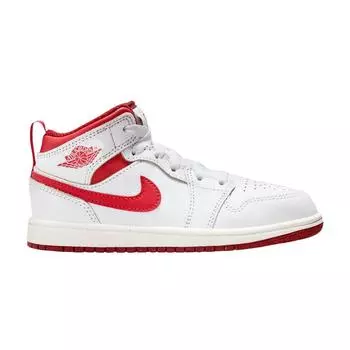 Air Jordan 1 Mid SE PS White Dune Red Детские кроссовки Lobster Sail Vachetta-Tan FJ3467-160 32