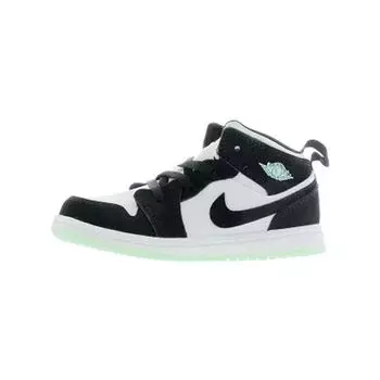 Air Jordan 1 Mid SE TD Светящиеся в темноте детские кроссовки Panda Black White Teal-Tint BQ6933-103