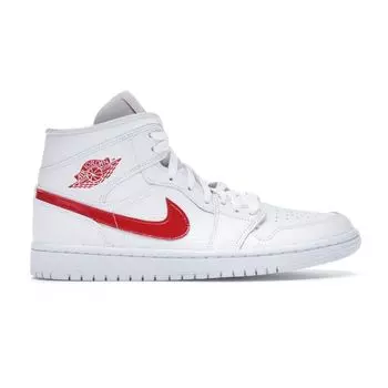 Air Jordan 1 Mid White University Красные женские кроссовки BQ6472-106