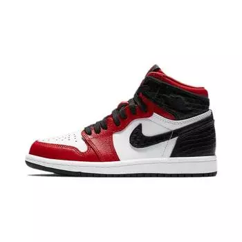 Air Jordan 1 Retro High OG PS атласные красные детские кроссовки университетский красный белый черный CU0449-601