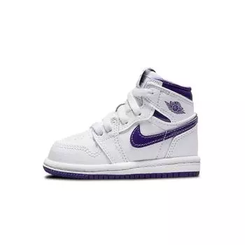 Air Jordan 1 Retro High OG TD Court Purple Детские кроссовки Белые CU0450-151 25