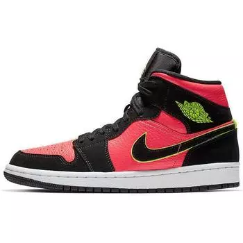 Air Jordan 1 Retro Mid Hot Punch Volt женские кроссовки красные черные Volt-Hot-Punch BQ6472-006