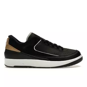 Air Jordan 2 Retro Low Черные женские кроссовки с металлическим золотом Varsity-Red Off-White DX4401-001 36.5