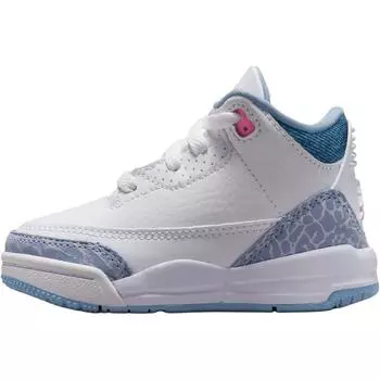 Air Jordan 3 Retro TD Белые Кобльт Блаженство Детские Кроссовки Розовое Сияние Футбольно-Серый HQ0782-101 26