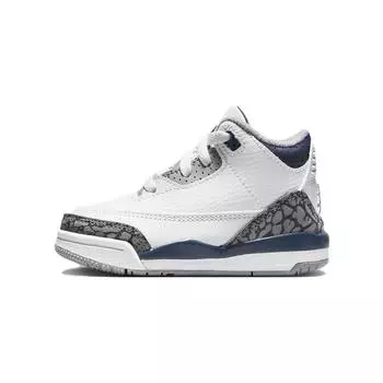 Air Jordan 3 Retro TD Midnight Navy Детские кроссовки Белый цементно-серый Черный DM0968-140 26