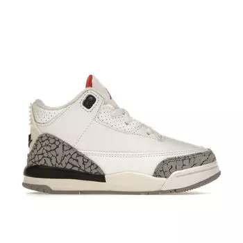 Air Jordan 3 Retro TD White Cement Reimagined Детские кроссовки Summit-White Fire-Red Black DM0968-100 25