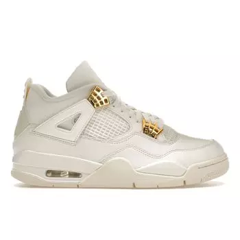 Air Jordan 4 Retro Metallic Gold Женские кроссовки Кремовый Парус Черный AQ9129-170 35.5
