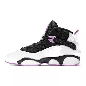 Air Jordan Jordan 6 Rings GS White Light Purple Детские кроссовки Volt Black Shock 323419-150 36