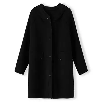 Air Layer Hooded Jacket for Women s Cotton Autumn and Winter New Mid-length Top Large Size Women s Clothing M чёрный