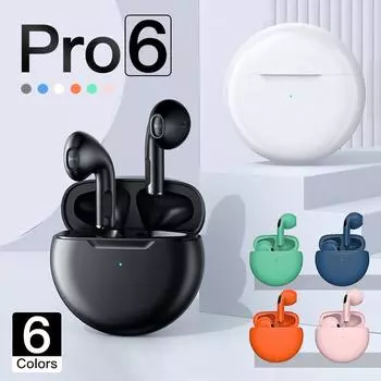 Air Pro 6 Беспроводные Bluetooth-наушники Стереонаушники Спортивные наушники для бега Мини-гарнитура с микрофоном для Apple IPhone Xiaomi белый