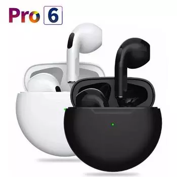 Air Pro 6 TWS Fone Bluetooth Наушники Беспроводные Наушники с Микрофоном Сенсорное Управление Беспроводная Bluetooth Гарнитура Pro 6 Наушники белый