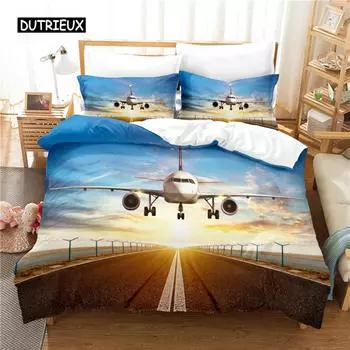 Aircraft Bedding Set Duvet Cover Set 3d Bedding Digital Printing Bed Linen Queen Size Bedding Set Fashion Design EU single(135x200cm)