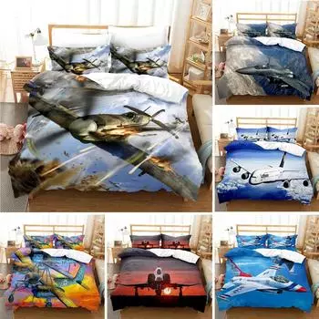 Airplane Fighter Duvet Cover KingQueen Size,flying Fighter Jet Bedding Set for Kids Teens Boys,modern Cool Airplane Quilt Cover 70x133cm 2pcs
