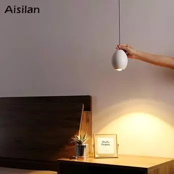 Aisilan Pendant Light Adjustable Lift Length White 7W CRI 97 Metal Hanging Spotlight For Bedroom Living Room Kitchen Island 7W&Warm white белый
