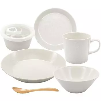 Aito Aito Seisakusho Tableware Set for Single Living 6 Piece Set Ivory White Mino Ware Dishwasher Microwave Safe Made in Japan 567523 Natural Color белый