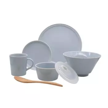 aito Seisakusho Mino Ware Tableware Set for Single Living 6 Piece Set Gray Dishwasher Microwave Safe Made in Japan Ciel 567-507