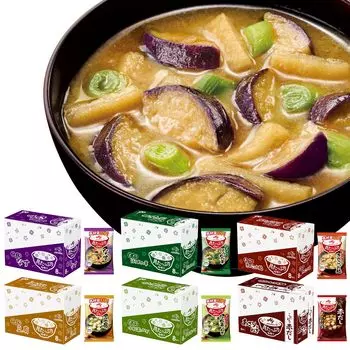Ajinomoto Miso суп с множеством 48 порций 6 мисо быстрого приготовления множеством ингредиентов быстрого приготовления, типы, сублимированный, суп, быстрого приготовления, ингредиенты,