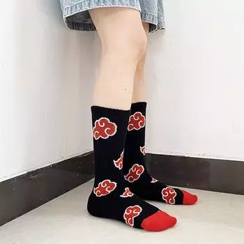 Акацуки, носки с красным облаком, Саске Итачи, хлопковые носки на Хэллоуин, японское аниме, косплей для взрослых и детей, костюм ниндзя, реквизит One Size красный