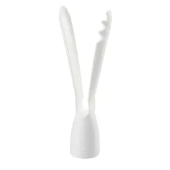 Akebono Sangyo Made in Table Tongs that are convenient for serving Swing Tongs that swing and do not fall over even when placed Tongs, White, Japan,