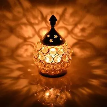 Akhand Diya Diyas Декоративная латунная хрустальная масляная лампа, украшение на Дивали Подарки на Дивали Домашний декор Лампа для пуджи Чайная свеча