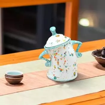 Akimbo Pose Handle Spooky Cup with Lid Desktop Ornament Attitude Jar Gift светло-синий