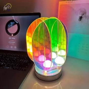 Акриловая светодиодная яркая цветная USB декоративная настольная лампа для спальни, игровой комнаты, ночник для дома, настольная геометрическая декоративная настольная лампа в подарок 10X20.5 CM