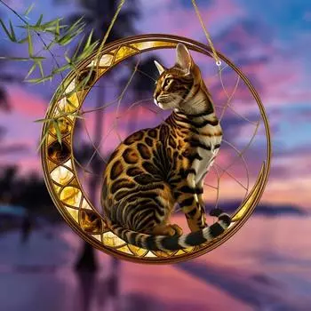 Акриловый ловец солнца для кошек Yousheng Cat, подвесное украшение для окна в виде котенка на случай потери питомца, для дома, балкона, сада, любителям кошек, подарок Cat