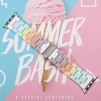 Акриловый ремешок для часов Candy Rainbow для IWatch Подходит для моделей 38 мм, 40 мм, 41 мм, 42 мм, 44 мм, 45 мм, 49 мм — ремешок для часов для женщин и девочек 384041mm