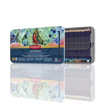 Акварельные цветные карандаши Derwent Inktense, набор из 36 цветов 2301842 Можно также рисовать на зерне Водостойкие после высыхания []Derwent ткань/дерево
