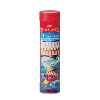 акварельные карандаши круглые в банке 24 цвета набор Faber-Castell TFC-115924