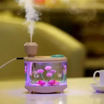 Аквариум LED Light Humidifier USB Home Humidifier Air Diffuser Purifier Atomizer difusor de aroma mist maker fogger Aquarium белый