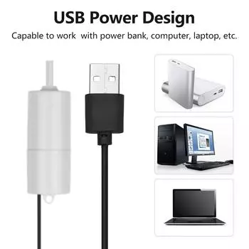 Аквариумный USB-воздушный насос, небольшой кислородный насос с воздушной каменной трубкой, подвесная пряжка для аквариума на открытом воздухе With 1 Air Stone белый