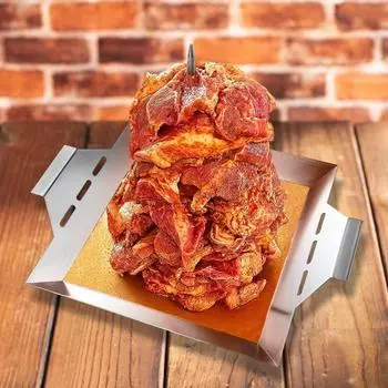 Al Pastor Skewer для гриля Вертикальная подставка для шампуров из нержавеющей стали с 3 шипами Бразильская подставка для шампуров Аксессуар для барбекю для тако Шаурма-кебабы Al Pastor серебряный