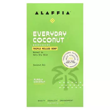 Alaffia, Everyday Coconut, мыло тройного помола, чистый кокос, 8 унций (227 г)