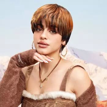 ALAN EATON Короткий черный смешанный парик Gloden Pixie Cut для женщин, натуральный вид, термостойкие волокна, парики