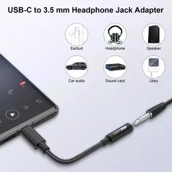 ALC5686 USB C to 3.5mm Female Headphone Jack Adapter For Android Type C to Aux Audio Dongle Adapter for Samsung Xiaomi Huawei Other чёрный
