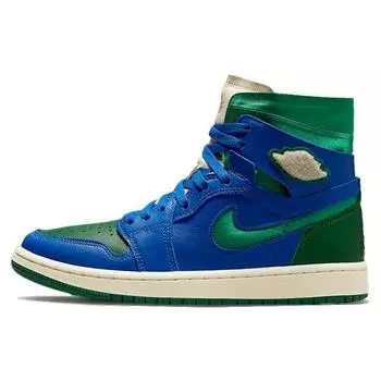Aleali May x Air Jordan 1 High Zoom Comfort Califia Женские кроссовки Синие Hyper-Royal Pine-Green DJ1199-400 35.5