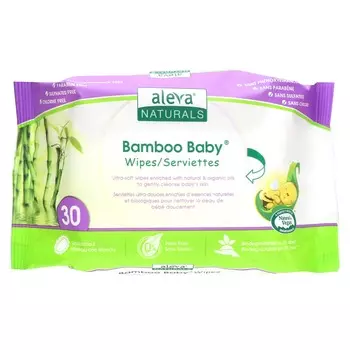 Aleva Naturals, Детские влажные салфетки Bamboo, 30 листов