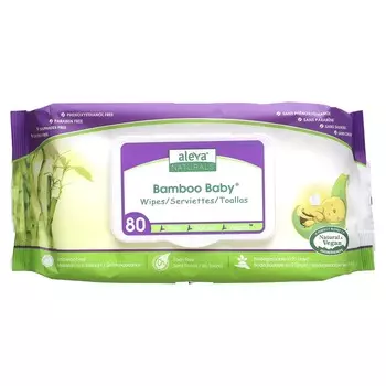 Aleva Naturals, Детские влажные салфетки Bamboo, 80 листов