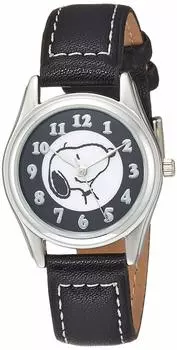 [ALIAS] Часы Snoopy Analog Водонепроницаемый кожаный ремешок WW18095SN женские черные [Товар]