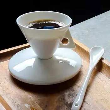 Alien Pure White Pointed Cup Dish Bone China Cup Couple Creative Coffee Cup Dish Set Ceramic 50ml белый