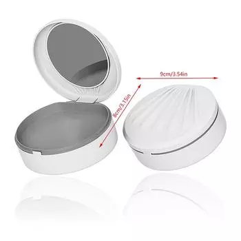 Aligner Case Orthodontic Storage Box With Mirror Fake Teeth Denture Case Dental Retainer Mouth Guard Braces Organizer Oral Care серый