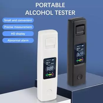 Алкотестер Алкотестер Автомобильные аксессуары Алкотестер Алкотестер Детектор алкоголя Цифровой ЖК-дисплей Портативный Бесконтактный Type-C Зарядка Black