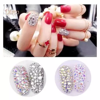 ALL FASHION MALL NAIL GOODS 1440 шт. 12 сеток хрустальные камни блестящие наклейки для ногтей блестки DIY наклейки 1440pcs золотистый